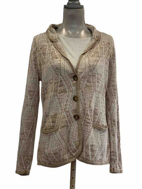 Pendleton Women's Cream Aztec Southwestern Cardigan Sweater Cotton Blend Medium